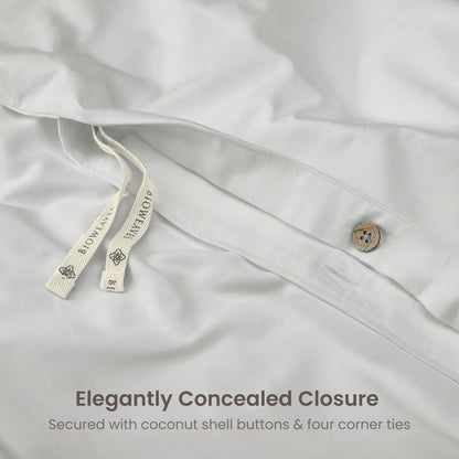 BIOWEAVES 100% Organic Cotton Twin/Twin XL Duvet Cover Set, 2-Piece, 300 Thread Count Sateen Weave GOTS Certified Comforter Cover with Buttoned Closure and 1 Pillow Sham – Silver, 66x90 inches