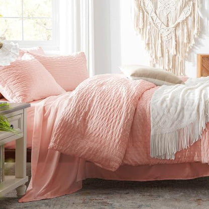 Zzlpp King Size Comforter Set 7 Piece, Pink Bed in a Bag King Bedding Sets