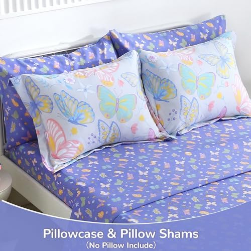 Viviland Kids Twin Bedding Sets, Girls Comforter, Colorful Butterfly