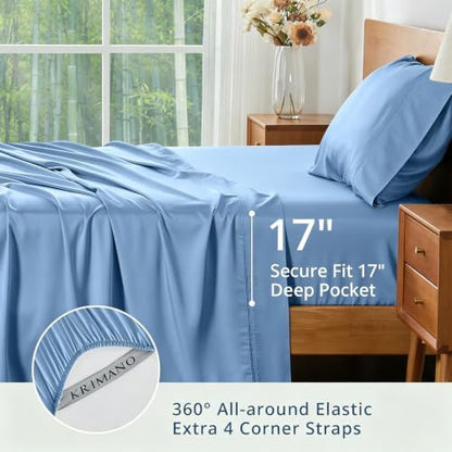Bamboo Viscose Sheet Set Twin Size, Cooling Sheets Bed Set 3pcs