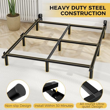 King Size Bed Frame, 7 Inch Heavy Duty Metal Base for Box Spring, 9 Legs