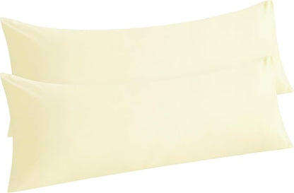 NTBAY Body Pillow Cases Set of 2, 2 Pack Brushed Microfiber 20x54 Pillow Cases, Soft, Wrinkle, Fade, Stain Resistant Ivory Pillow Cases with Envelope Closure, 20x54 Inches, Ivory