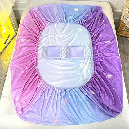 HOSIMA Colorful Rainbow Bedding Sets Full,1 Fitted Sheet+2 Pillowcases.