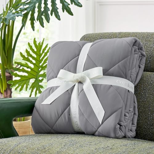 Cozy Bliss Cooling Blanket for Hot Sleepers King Size, Q-Max 0.45 Cooling Comfort, Cold Blankets for Night Sweats Sleeping, Ultra-Cool Lightweight Breathable Blanket for Bed, Glacial Grey