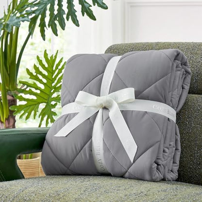 Cozy Bliss Cooling Blanket for Hot Sleepers King Size, Q-Max 0.45 Cooling Comfort, Cold Blankets for Night Sweats Sleeping, Ultra-Cool Lightweight Breathable Blanket for Bed, Glacial Grey