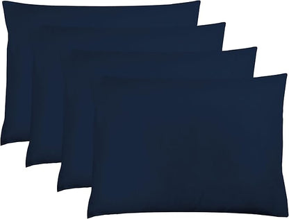 ZPECC Navy Pillow Cases King Size Set of 4, 20x36 Envelope Closure Pillowcases, Soft Plain Brushed Microfiber Covers Hypoallergenic Breathable