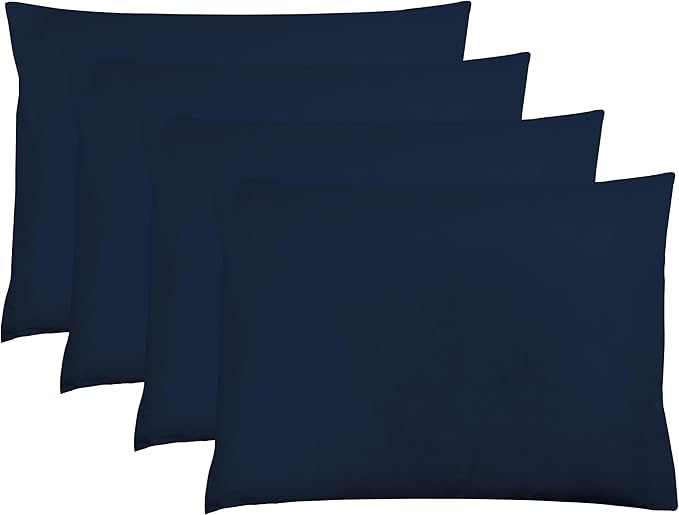 ZPECC Navy Pillow Cases Queen Size Set of 4, 20x30 Envelope Closure Pillowcases, Soft Plain Brushed Microfiber Covers Hypoallergenic Breathable