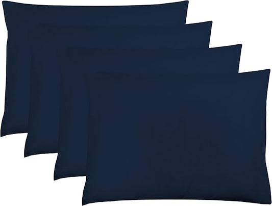 ZPECC Navy Pillow Cases Queen Size Set of 4, 20x30 Envelope Closure Pillowcases, Soft Plain Brushed Microfiber Covers Hypoallergenic Breathable