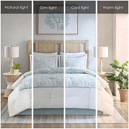 Harbor House 4-Piece Maya Bay Cotton Embroidered Oversized Comforter Set, Cal King, White