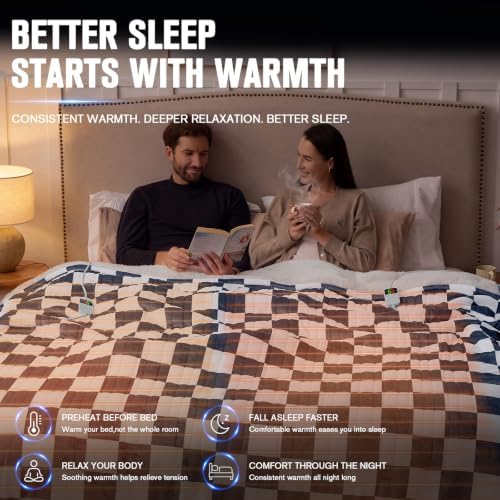 Electric Blanket Heated King Size, 90"X100" Dual Control, Navy Blue