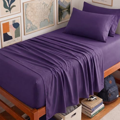 CozyLux Twin XL Sheet Set 4-Piece, 21-Inch Deep Pocket, Soft Brushed Feel