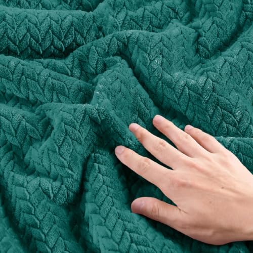 ChiXpace Fleece Twin Size Comforter Set Teal, Fluffy Bed Set 2 Pieces