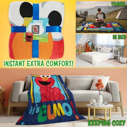 Get Trend Sesame Street Elmo Fleece Throw Blanket for Boys, Girls, 51x59in