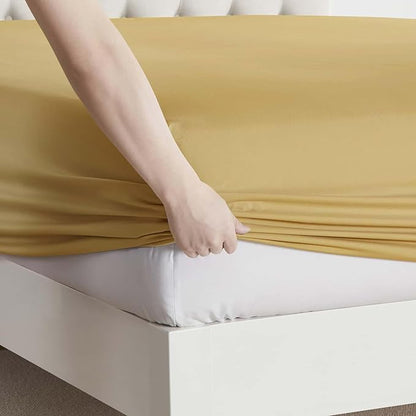 Clara Clark Twin Sheets, 5 Piece Set - Hotel Luxury Sheets for Twin Size Bed, Super Soft Bedding Set, Twin Size, Camel Gold