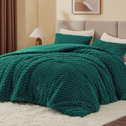 BEDELITE Fluffy Twin/Twin XL Comforter Set, Dark Green Bed Set 2 Pieces