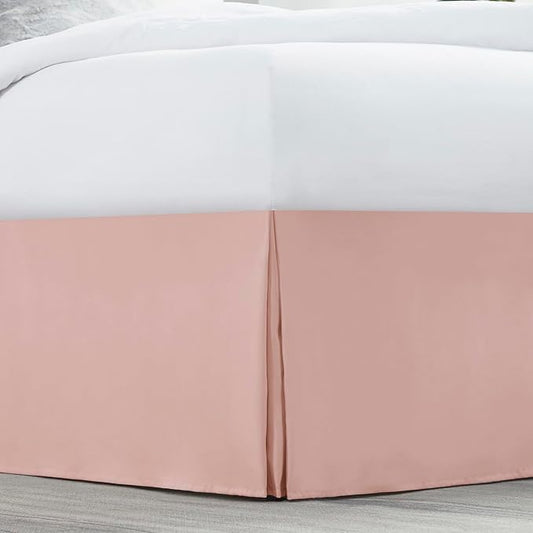 Nestl Peach Beige Bed Skirt Cal King Size - Cal King Bed Skirt 14 Inch Drop - Brushed Microfiber Bed Skirts - Hotel Quality Pleated Bed Skirt - Shrinkage & Fade Resistant
