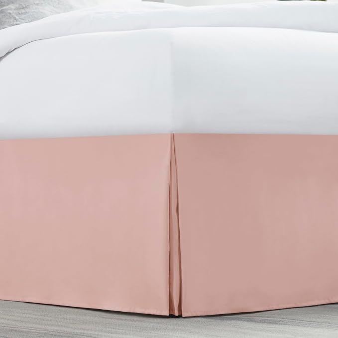 Nestl Peach Beige Bed Skirt King Size - King Bed Skirt 14 Inch Drop - Brushed Microfiber Bed Skirts - Hotel Quality Pleated Bed Skirt - Shrinkage & Fade Resistant
