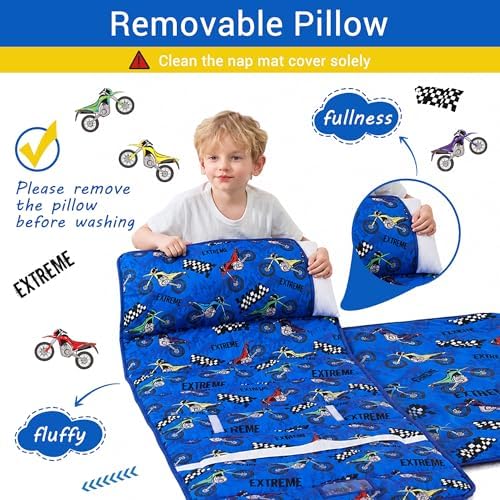 Lasoftan Toddler Nap Mat with Pillow and Blanket, Extra Large Rolled Napping Mats,Slumber Bags for Boys Girls,Kids Sleeping Bag for Daycare, Preschool Travel Camping