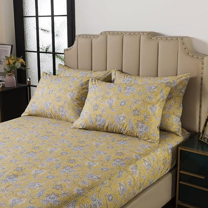 FADFAY 100% Cotton Twin XL Sheet Set, Olive Green Paisley Floral Bed Sheets for College Dorms, Deep Pocket Fitted Sheet, Pet-Friendly Soft Breathable Cozy Bedding for All Seasons, 4-Piece