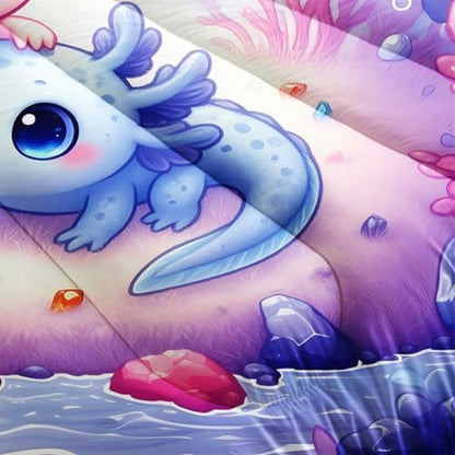 Cute Axolotl Bedding Set King Size with 2 Pillowcases.