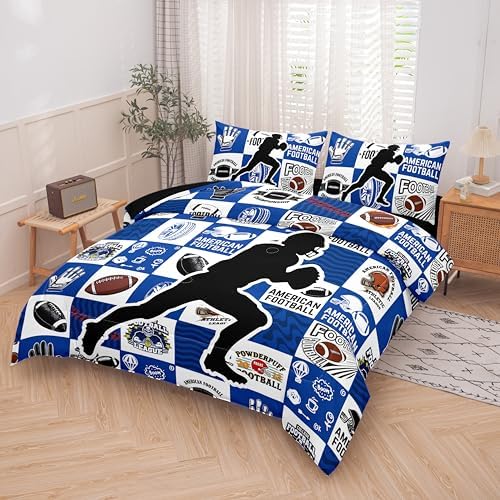Helloosun 5PCS Twin Football Comforter Set,Sports Bedding Sets for Boys,Twin Boys Comforter Set,Football Bedding Set with Sheets，Pillowcases