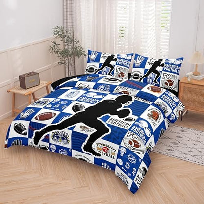 Helloosun 5PCS Twin Football Comforter Set,Sports Bedding Sets for Boys,Twin Boys Comforter Set,Football Bedding Set with Sheets，Pillowcases