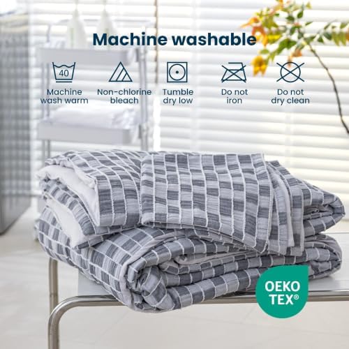 SLEEP ZONE Comforters Twin Set, Modern Lattice Bedding Set Gray 2 Pcs