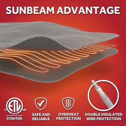 Sunbeam Royal Luxe Microplush Heated Blanket Throw Burgundy Twin 84x62