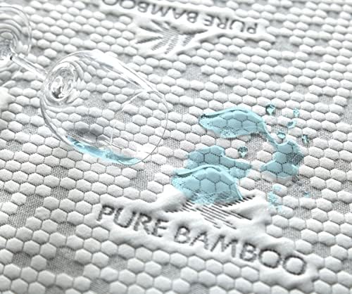 King Mattress Protector by PURE BAMBOO, Waterproof, Charcoal Fiber - Viscose Derived from Bamboo Charcoal Fiber, Mattress Cover Protects Against Moisture, Spills, Stains (King)