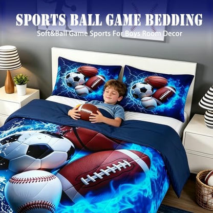 Feelyou Boys Sports Comforter Set Twin Size for Kids Boys Girls