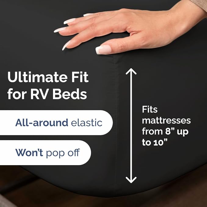 Short Queen Size 4 Piece Sheet Set - RV Short Queen, Soft, Breathable & Cooling Bed Sheets Set with Deep Pockets - Hotel Luxury Bedding for Women, Men, Kids, Teens, Boys and Girls - Oeko-Tex - Black