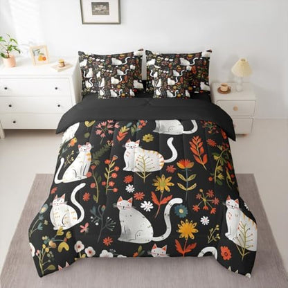 Feelyou Cute Cat 7 Piece Bedding Set for Kids