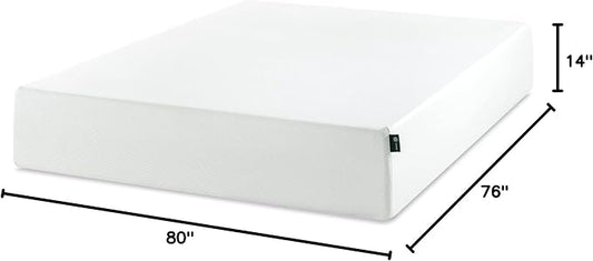 Zinus 14 Inch King Green Tea Memory Foam Mattress, Fiberglass Free, Medium Firm Feel, Zoned Pressure Relief, Certified Safe Foams & Fabric, Mattress in A Box