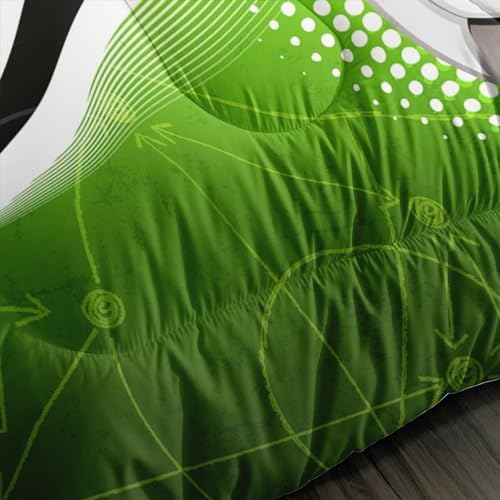 AILONEN 3D Soccer Ball Comforter Set Twin Size, Sport Football Player Bedding Set for Kids Boys,Green Geometry Theme Duvet Set,3-Piece,1 Quilt + 2 Pillowcases,Soft Microfibre