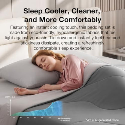 Novilla Cooling Comforter Set for Hot Sleepers Queen Cooling Sheet, 5Pcs