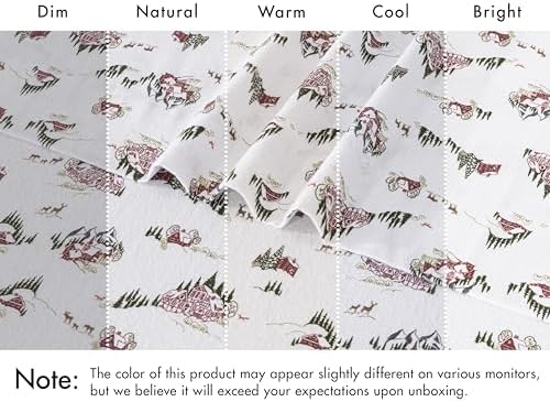 RUVANTI Flannel Sheets Set Queen Size,Hilly Huts