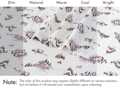 RUVANTI Flannel Sheets Set Queen Size,Hilly Huts