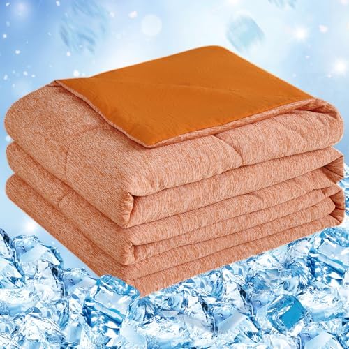CHOSHOME Cooling Comforter Cooling Blanket, Q-Max 0.45 Cool Sleeping Summer Blanket for Hot Sleeper Night Sweats, King 90" x 108", Orange