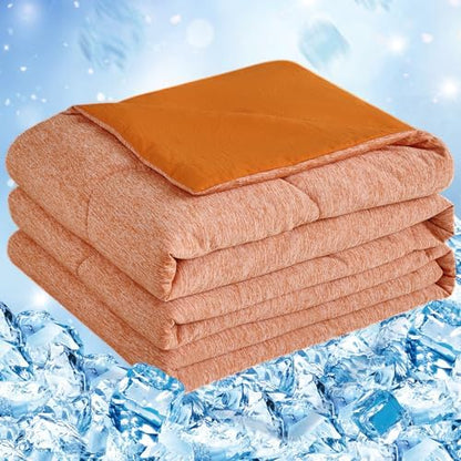 CHOSHOME Cooling Comforter Cooling Blanket, Q-Max 0.45 Cool Sleeping Summer Blanket for Hot Sleeper Night Sweats, Cal King 96" x 102", Orange