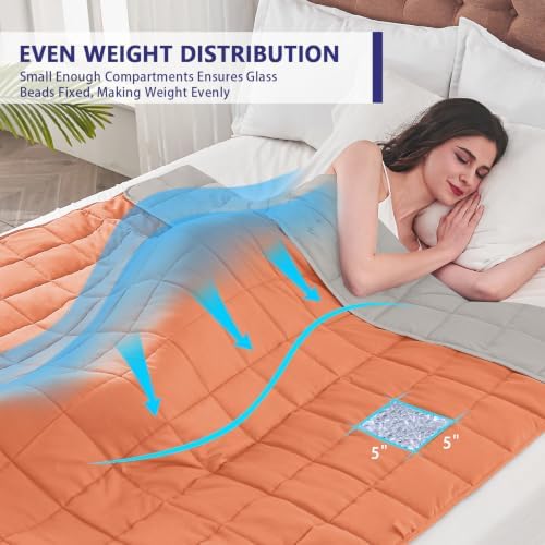 yescool Weighted Blanket for Adults 20lbs Twin Size, 48" x 72", Orange