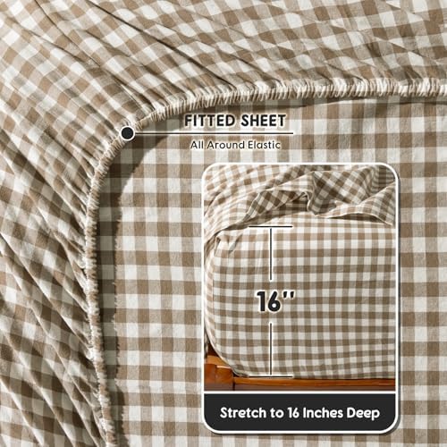 SONORO KATE 100% French Linen King Size Sheets Set,Natural Flax Bedding