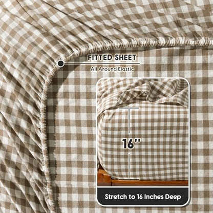 SONORO KATE 100% French Linen Queen Size Sheets Set,Natural Flax Bedding