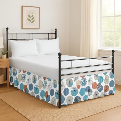 Mattress-Homes Printed Ruffled Bed Skirt Split Corners with Platform Tailored Fit Wrinkle Free Ultra-Soft Microfiber Dust Ruffle King 10" Drop Leafy Meadow