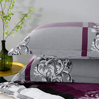 SLEEPBELLA Comforter Queen Size, 600 Thread Count Cotton Grey Paisley & Purple Comforter Sets, Down Alternative Bedding Set 3Pcs(Queen, Purple Paisley)