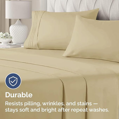 Standard Pillow Cases Set of 2 - Ultra-Soft Hotel Quality Pillowcase Covers - Comfy & Wrinkle Free - Stain and Fade Resistant - Machine Washable Pillow Protectors - 2 Piece Set - Standard Size Beige