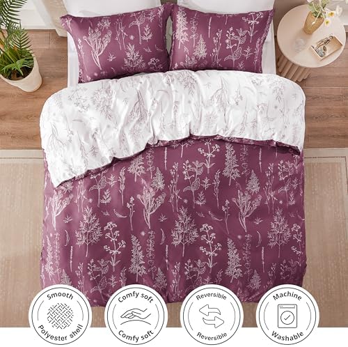 Love's cabin Vintage Rose Twin Comforter Set - Twin XL Size Comforter Set Dorm Bedding, 2 Pieces Cute Floral Bedding, Reversible Flowers Comforter, 1 Comforter & 1 Pillow Sham