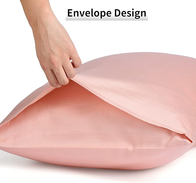 Warmstar Cotton Pillow Cases Queen Size Set of 2, 600 Thread Count Pillowcases 20x30 Inches, Soft Long Staple Cotton Pillowcases Breathable with Envelope Closure,Pink