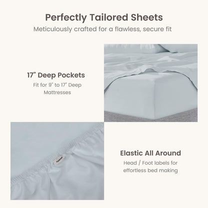 Bioweaves 100% Organic Cotton 1 King Size Fitted Sheet Only | 300 Thread Count Sateen Weave GOTS Certified with Deep Pocket - Shore