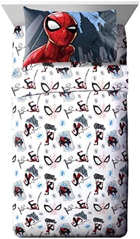 Marvel Spiderman Twin Comforter Set 4 Piece Kids Bedding for Boys, Multi