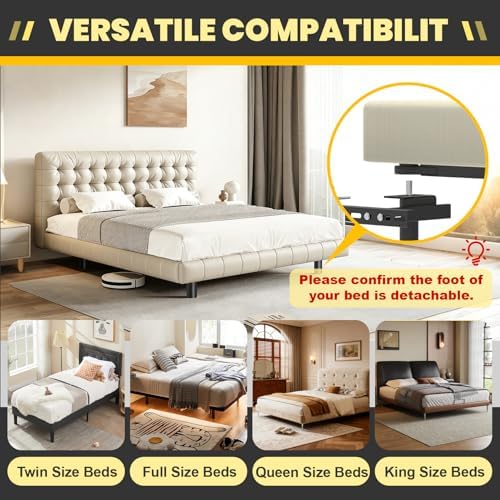 Headboard Brackets for Metal Bed Frame, Universal Adjustable Brackets for Headboard with Footboard Extension Kit Fit Twin Full Queen King, Matte Black 2 Packs